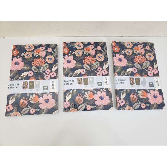 Caliber Journal 3 Pack Blank Lined Dotted Pages 8.5x 5.5 Pages 40 each Lot of 3 - Picture 1 of 4